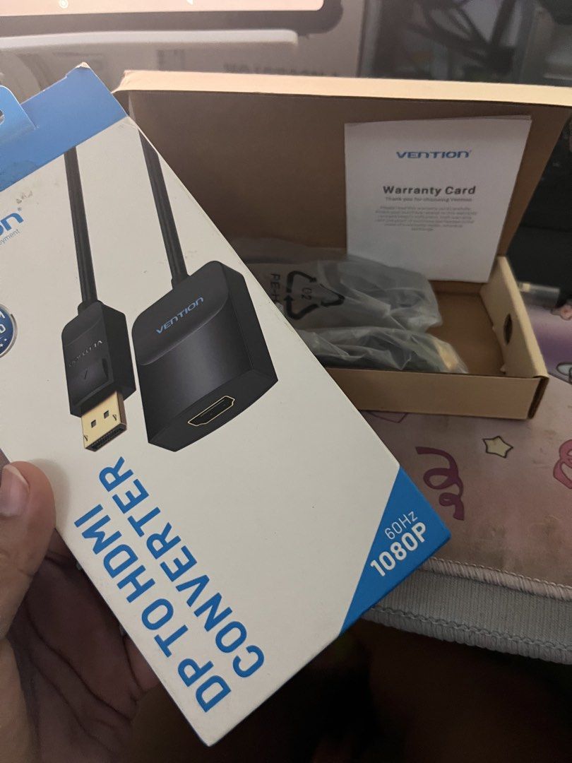 Vention DP to HDMI Converter 1080P (Category: Cables & Adaptors) located in Cavite. Submitted by tifanny.goods (Listing ID 1436013102, Image 1). Description: - Vention DisplayPort (DP) to HDMI converter - Supports 1080P resolution at 60Hz - Brand new and sealed in plastic - Includes converter, warranty card, and original packaging - Ideal for connecting DP devices to HDMI displays.