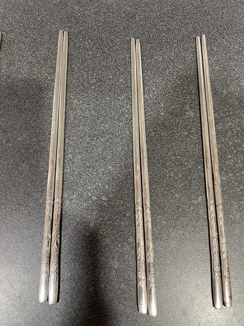 6 pairs Vintage Silver Chopsticks Set444636771921448962