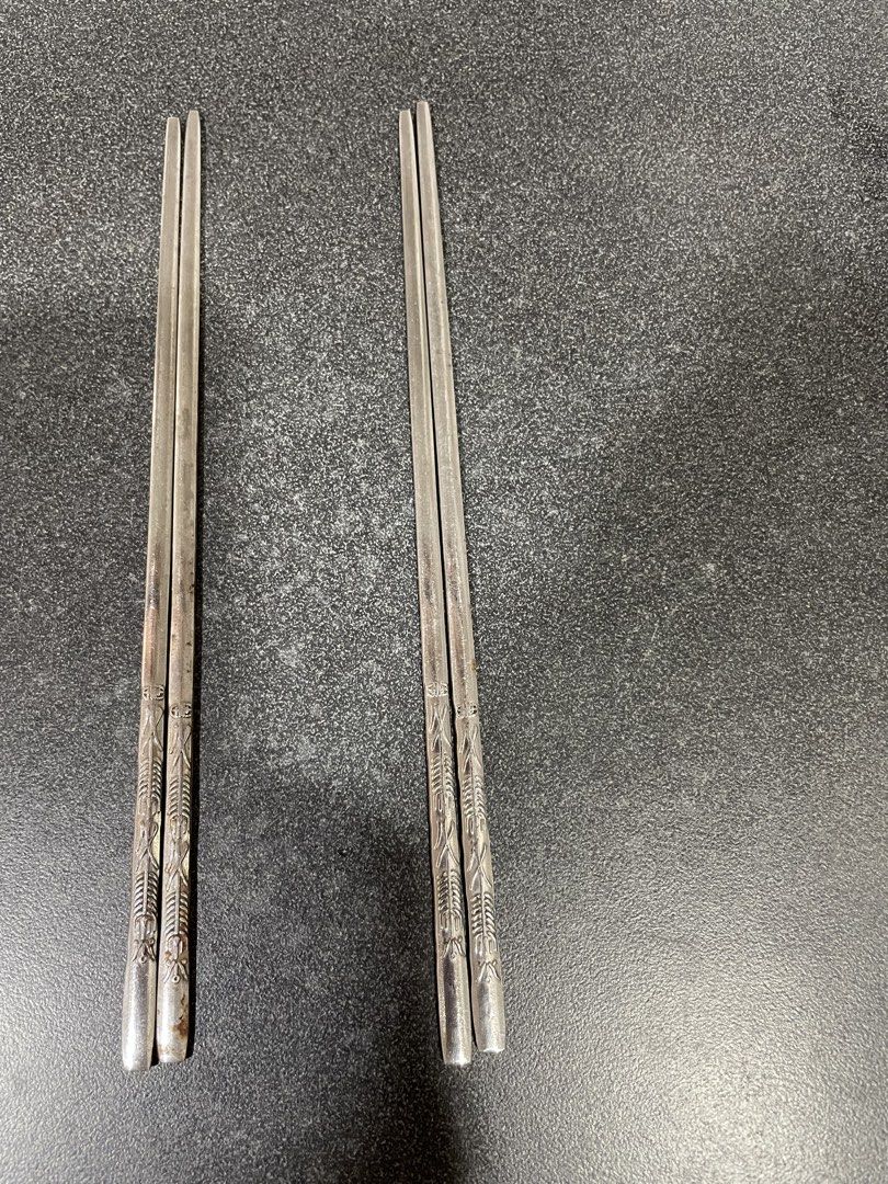6 pairs Vintage Silver Chopsticks Set444636771921448961