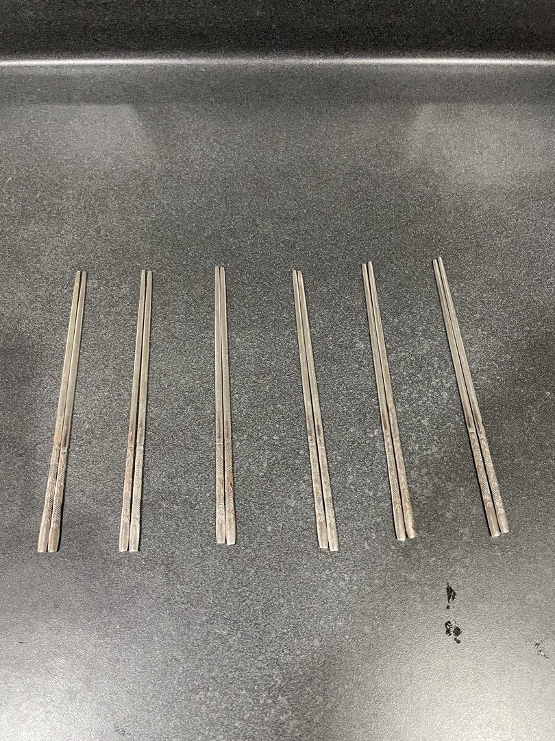 6 pairs Vintage Silver Chopsticks Set