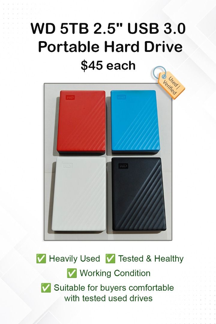 WD 5TB 2.5" USB 3.0 Portable Hard Drive (HDD) | External Hdd