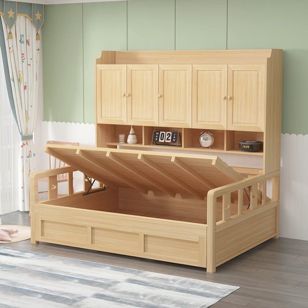 Wooden Storage Bed Frame with Headboard