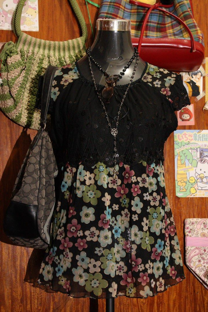 2000’s Inspired Black Floral Top (Category: Blouses) located in Manila. Submitted by yourpeon (Listing ID 1436254361, Image 1). Description: 𐙚 ‧₊˚ ⋅ 1 Item in 1 post 𐙚 ‧₊˚ ⋅ 2000’s Inspired Black Floral Top S-SM Free Item! (Top or Bottom) Mine - 200 ✦ . ⁺ . ✦ . ⁺ . ✦ °𐐪♡𐑂° No cancellations °𐐪♡𐑂° Please pay before the deadline °𐐪♡𐑂° No late payments for this collection since the money will be used for this term’s expenses °𐐪♡𐑂° Always se