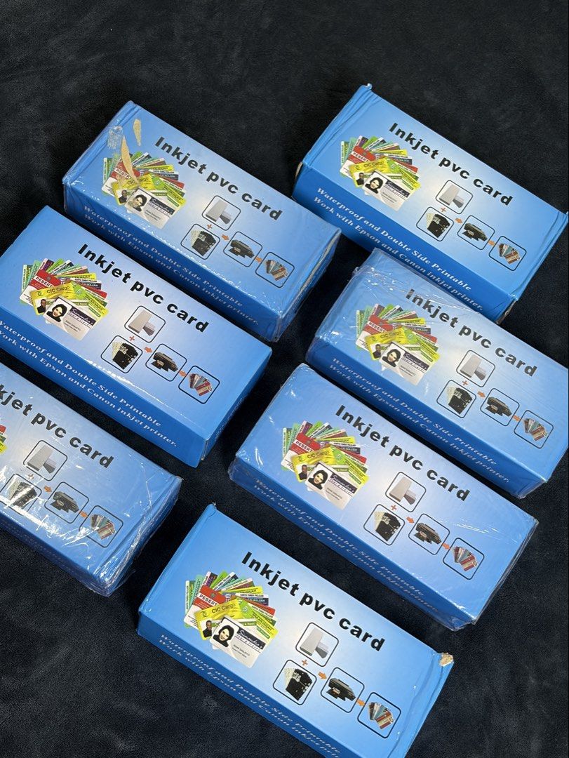 7 box PVC Cards (brand new) (Category: Printers, Scanners & Copiers) located in Manila. Submitted by thenewmen96 (Listing ID 1436194931, Image 1). Description: take all Brand new 7 box pvc cards Waterproof and Double Side Printable QTY : 230PCS/box Size:85.5*54mm Thickness: 0.76-0.84mm original price is 7,000 now selling 2,700.
