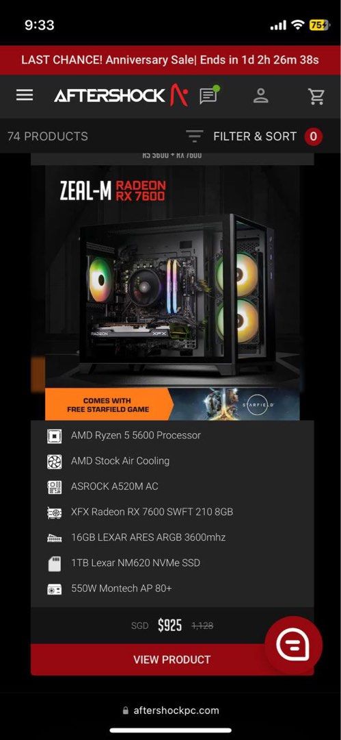 Aftershock Gaming PC Setup - RX 7600446302496909568001