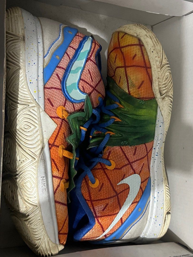 (authentic) NIKE KYRIE 5 - Pineapple House Spongebob Series (Category: Sneakers) located in Manila. Submitted by corecabinet (Listing ID 1436165293, Image 1). Description: BOUGHT FROM THE US size: for kids, 1-2Y condition: well condition, just need to clean ! rfs: ‘di na po ginagamit :(.