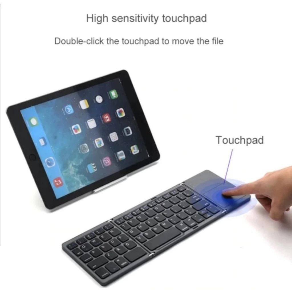 Portable Foldable Mini Bluetooth Keyboard with Trackpad (Black) Pocket Size B033 (Category: Computer Keyboard) located in Quezon City. Submitted by mobilehub_ (Listing ID 1436154597, Image 3). Description: B033 Compact Folding Bluetooth 3.0 Keyboard Touchpad for Tablets, Smartphones Foldable Keyboard Trackpad (Black) Works with iOS / Android / Windows -Foldable Bluetooth Keyboard with working Touchpad / Trackpad -Trackpad is not compatible with i