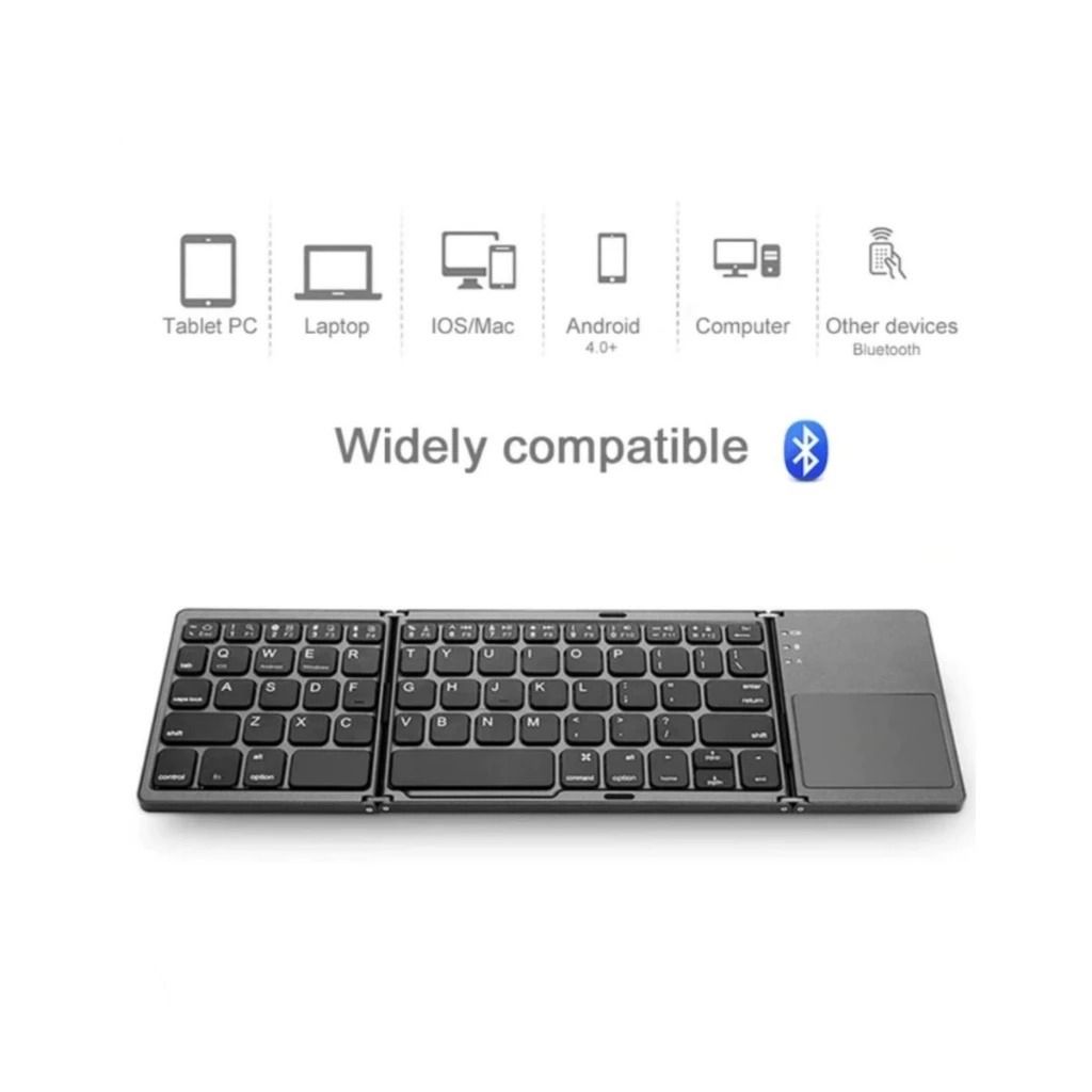 Portable Foldable Mini Bluetooth Keyboard with Trackpad (Black) Pocket Size B033 (Category: Computer Keyboard) located in Quezon City. Submitted by mobilehub_ (Listing ID 1436154597, Image 2). Description: B033 Compact Folding Bluetooth 3.0 Keyboard Touchpad for Tablets, Smartphones Foldable Keyboard Trackpad (Black) Works with iOS / Android / Windows -Foldable Bluetooth Keyboard with working Touchpad / Trackpad -Trackpad is not compatible with i