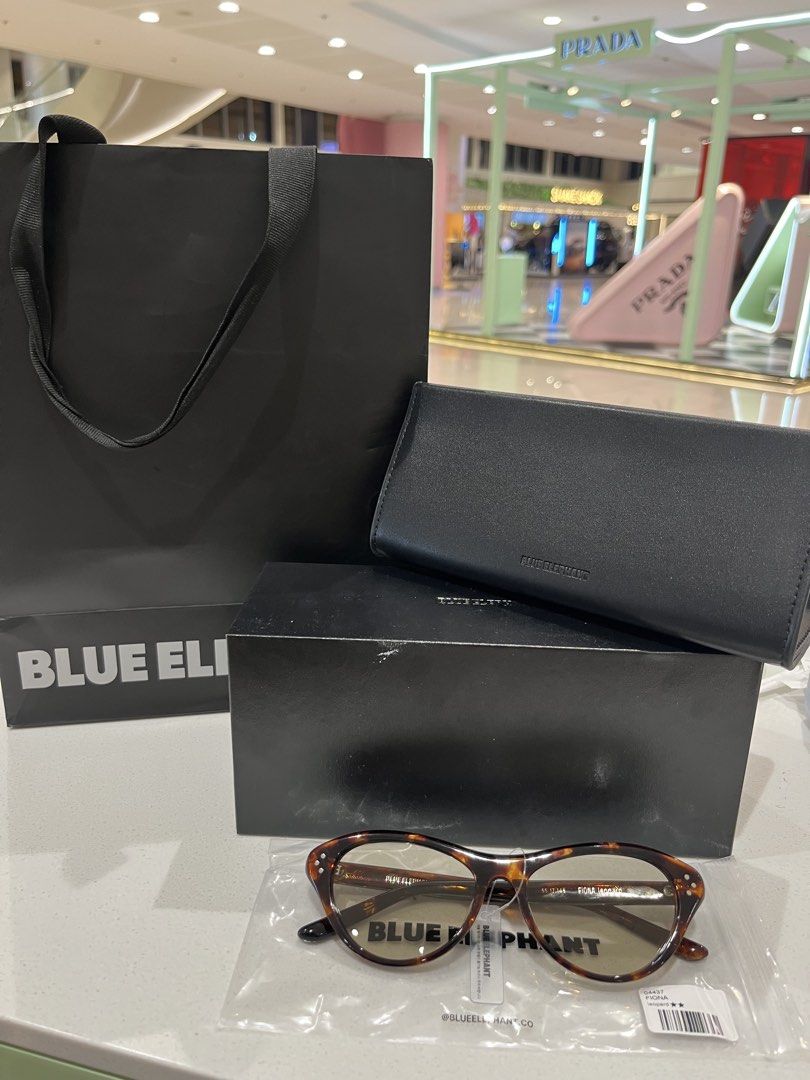 Blue Elephant Fiona Leopard Sunglasses (Category: Sunglasses & Eyewear) located in Manila. Submitted by rosemaryclothing (Listing ID 1436233217, Image 2). Description: Authentic Blue Elephant Fiona Leopard sunglasses. Comes with original box, case, and shopping bag. The sunglasses feature a tortoiseshell frame. The model name is Fiona Leopard. The glasses are still in their original packaging. Rfs: wrong model bought from pasabuy.