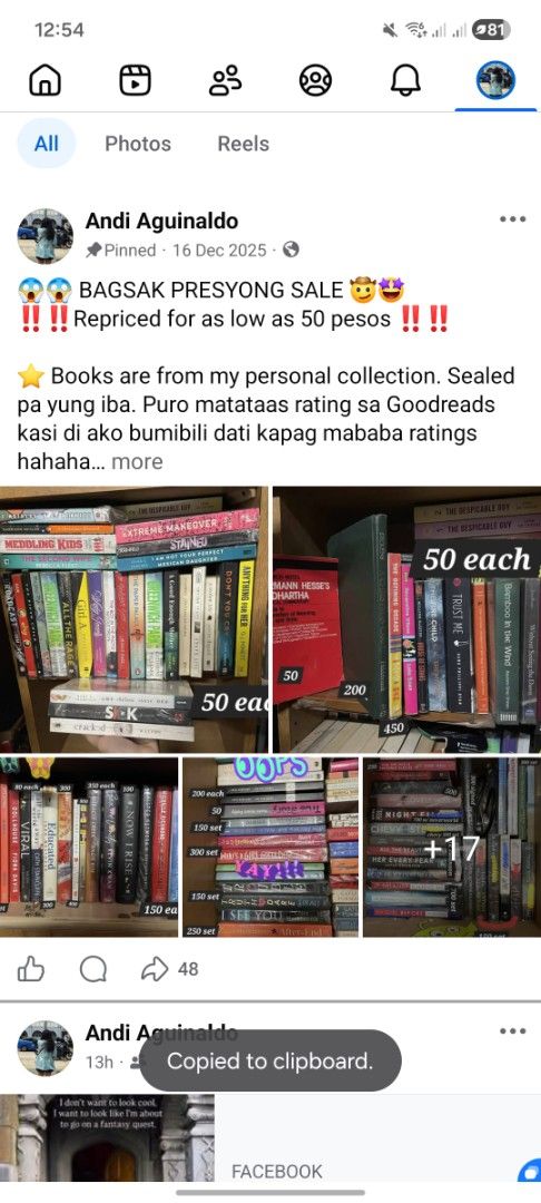 Books for sale (Category: Storybooks) located in Quezon City. Submitted by garagesaleonline (Listing ID 1436139675, Image 1). Description: check pinned post on my facebook account. books are from my personal collection. rfs: decluttering, need funds, kindle user now https://ww w.face book.co m/share/p/1JyFAwiaxC/.