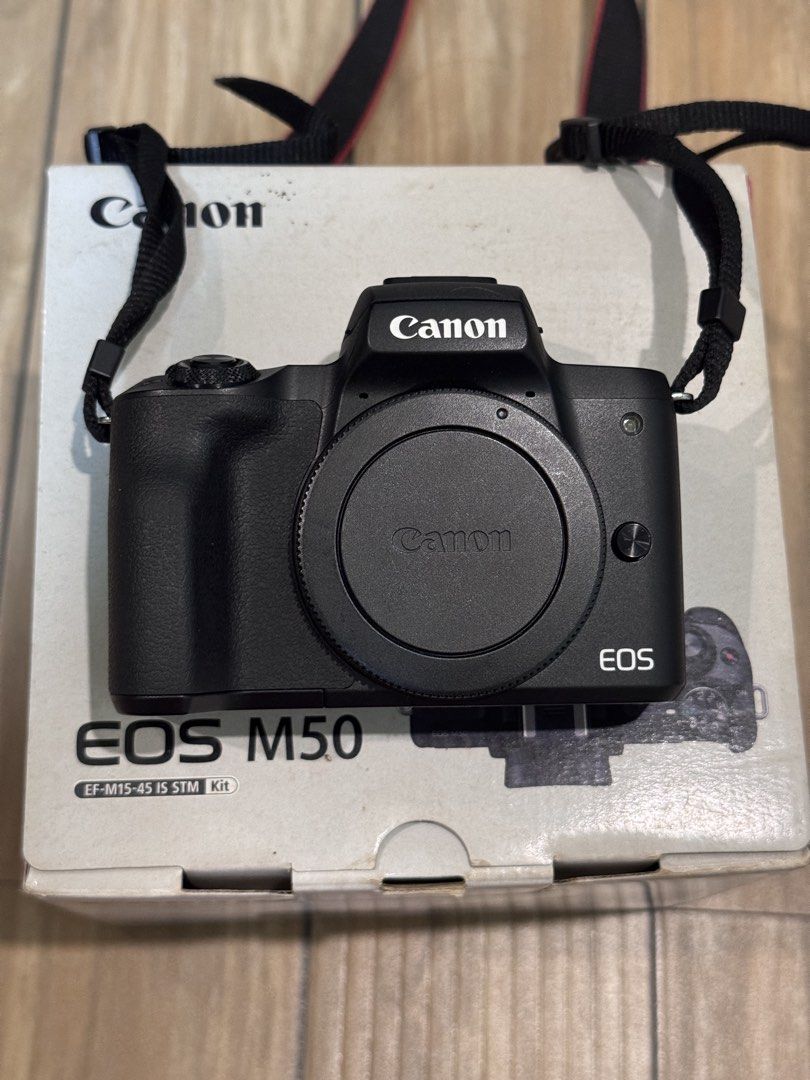 Canon EOS M50 Mirrorless Camera — Like New (Complete Set) (Category: Cameras) located in Dasmarinas. Submitted by krscrp (Listing ID 1436229041, Image 2). Description: Selling my personal Canon EOS M50 in *excellent, like-new condition*. Rarely used and very well taken care of—only brought out for school events and occasional travel. This is a perfect camera for content creation, vlogging, or photography—lightweight, reliable, and beginner-friend
