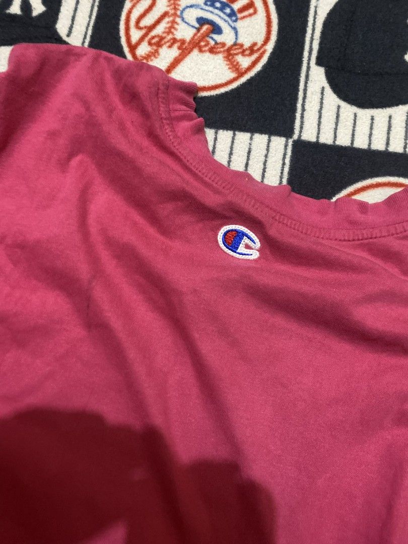 Champion Sleeveless Shirt (Category: Sleeveless) located in Taguig. Submitted by cabugchear34421 (Listing ID 1436274334, Image 2). Description: - Champion pink sleeveless shirt - Champion logo on chest and collar - Crew neck - Sleeveless design - Comfortable fabric - Perfect for warm weather.