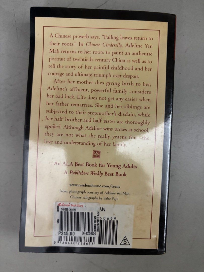 Chinese Cinderella by Adeline Yen Mah (Category: Storybooks) located in Quezon City. Submitted by jellyjo (Listing ID 1436280037, Image 2). Description: Chinese Cinderella by Adeline Yen Mah Good condition.