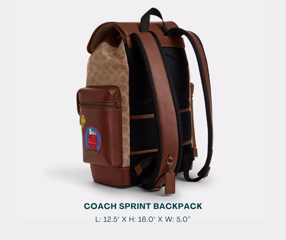 COACH Sprint Backpack for Men (Category: Backpacks) located in Manila. Submitted by moncaro.outlet (Listing ID 1436150492, Image 2). Description: COACH X Peanuts SPRINT Backpack - For Office or Formal Wear 💼 - In Signature Canvas - Size: L: 12.5" x H: 16.0" x W: 5.0” - Inclusions: Coach Paper Bag + Dust Bag - Lowest Price Guaranteed 💯 - From DTI Registered Supplier 🫡 - For MEETUP / PICKUP / DELIVERY ✅ FB Page: Moncaro Outlet IG Page: @moncaro.