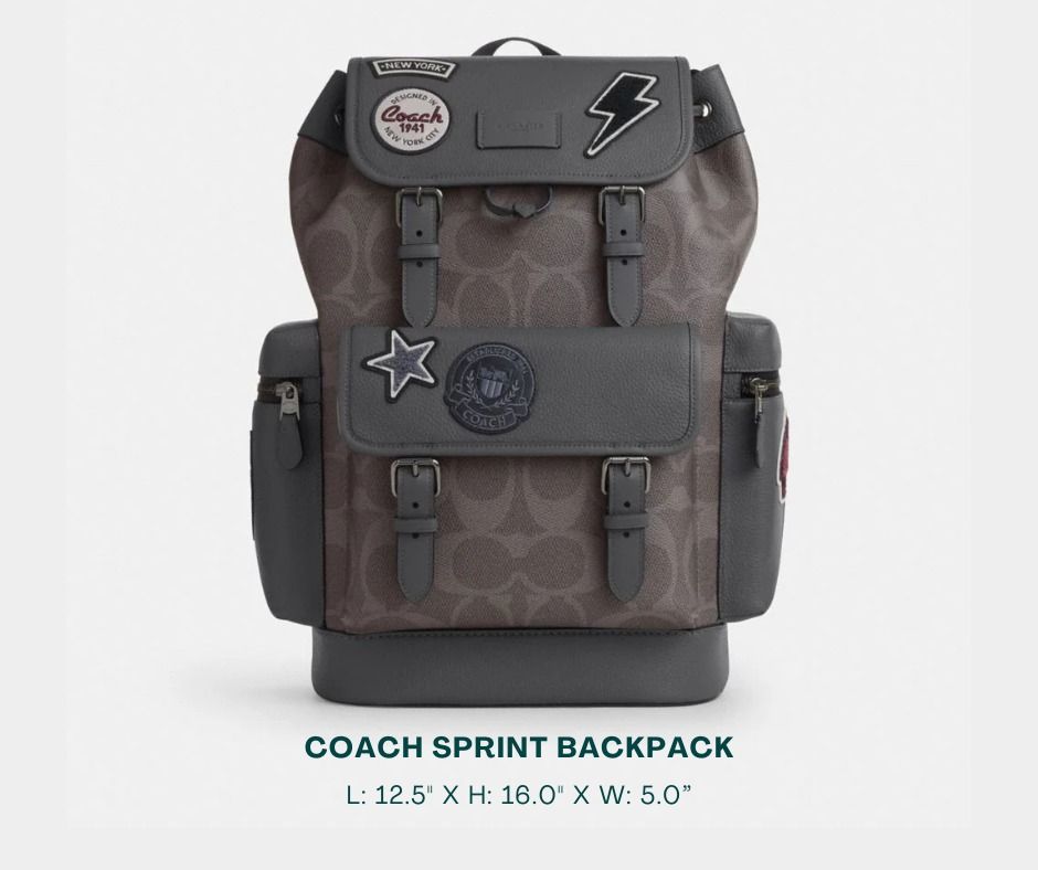 COACH Sprint Backpack for Men (Category: Backpacks) located in Manila. Submitted by moncaro.outlet (Listing ID 1436150959, Image 1). Description: COACH Outlet SPRINT Backpack - For Office or Formal Wear 💼 - In Signature Canvas (Gunmetal Gray) - Size: L: 11.25” x H: 17.75” x W: 6.5” - Inclusions: Coach Paper Bag + Dust Bag - Lowest Price Guaranteed 💯 - From DTI Registered Supplier 🫡 - For MEETUP / PICKUP / DELIVERY ✅ FB Page: Moncaro Outlet IG 