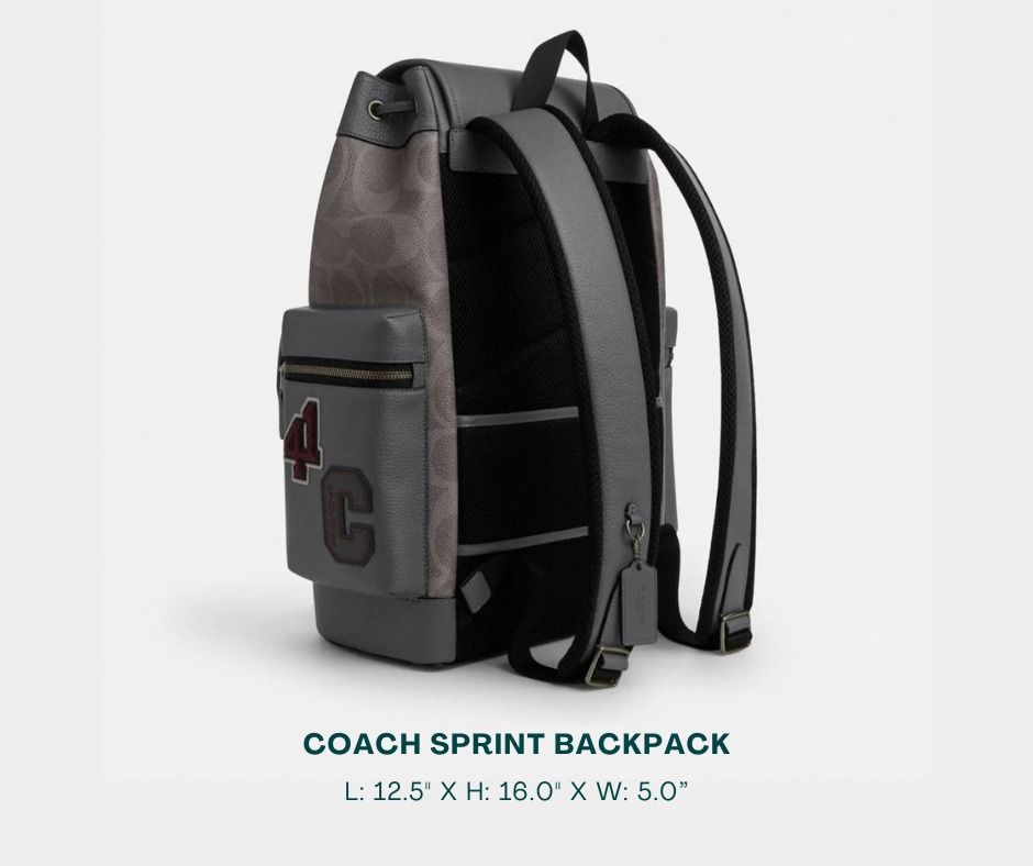 COACH Sprint Backpack for Men (Category: Backpacks) located in Manila. Submitted by moncaro.outlet (Listing ID 1436150959, Image 2). Description: COACH Outlet SPRINT Backpack - For Office or Formal Wear 💼 - In Signature Canvas (Gunmetal Gray) - Size: L: 11.25” x H: 17.75” x W: 6.5” - Inclusions: Coach Paper Bag + Dust Bag - Lowest Price Guaranteed 💯 - From DTI Registered Supplier 🫡 - For MEETUP / PICKUP / DELIVERY ✅ FB Page: Moncaro Outlet IG 
