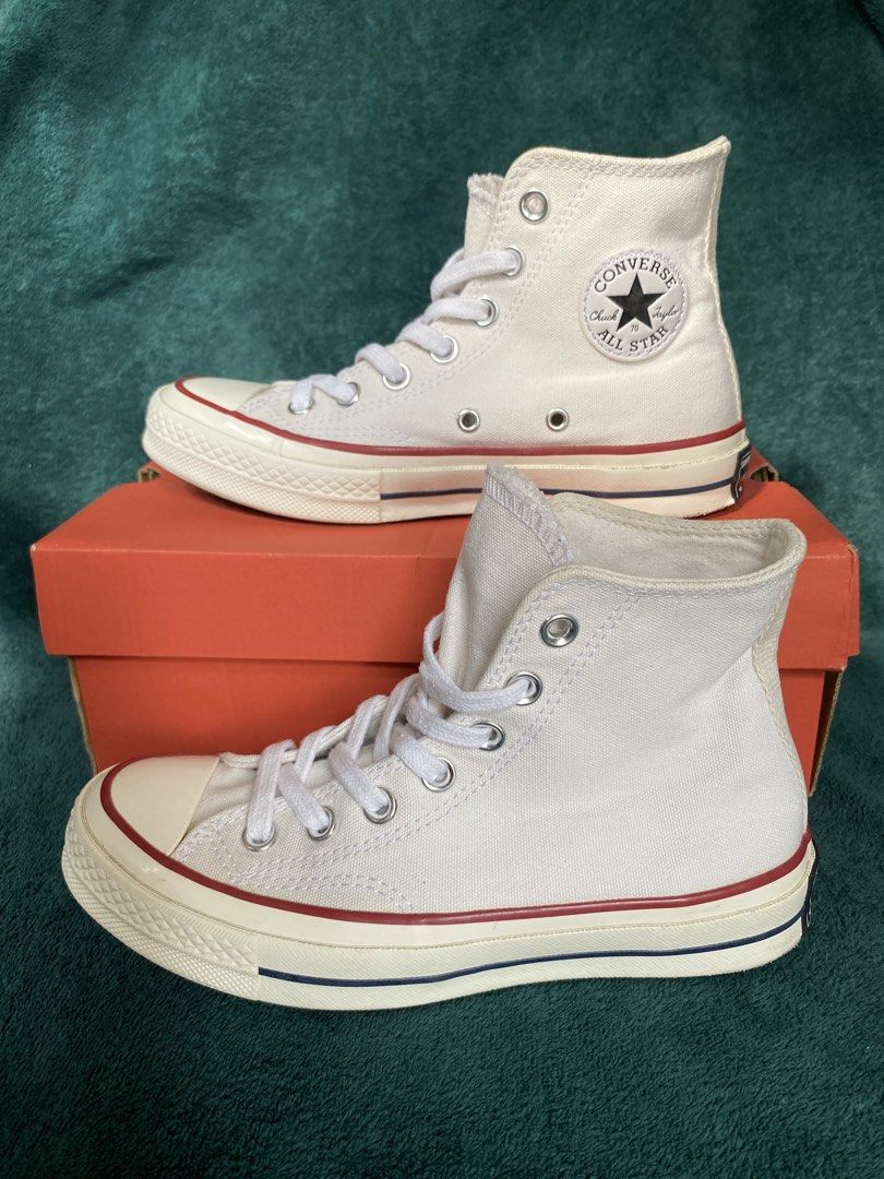 Converse Chuck 70 High - Parchment (Category: Sneakers) located in Batangas. Submitted by patchiee080750 (Listing ID 1436167059, Image 3). Description: Selling my Converse Chuck 70 High in parchment – classic, clean, and goes with everything. ✨ Condition: Excellent / like new ✨ Freshly cleaned – ready to wear ✨ Minimal signs of use (see photos) ✨ No major flaws, well taken care of ✨ Comes with box Size: Men’s 3 / Women’s 5 📌 RFS: Bought the low-