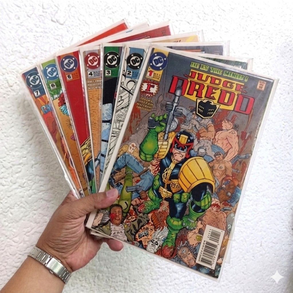 DC Comics JUDGE DREDD Vol.1 #1 to #7 (Category: Comics & Manga) located in Paranaque City. Submitted by AirplanesTrainsAutomobilesATBP (Listing ID 1436284505, Image 1). Description: Want to see more of my listings? Just click my username above.☝️ Kindly read the item description to avoid any misunderstanding... DESCRIPTION: > ITEM: Rare 1994 - 1995 DC Comics JUDGE DREDD Vol.1 #1 to #7 Comic Books. Comes in a clear plastic bag with white backboard