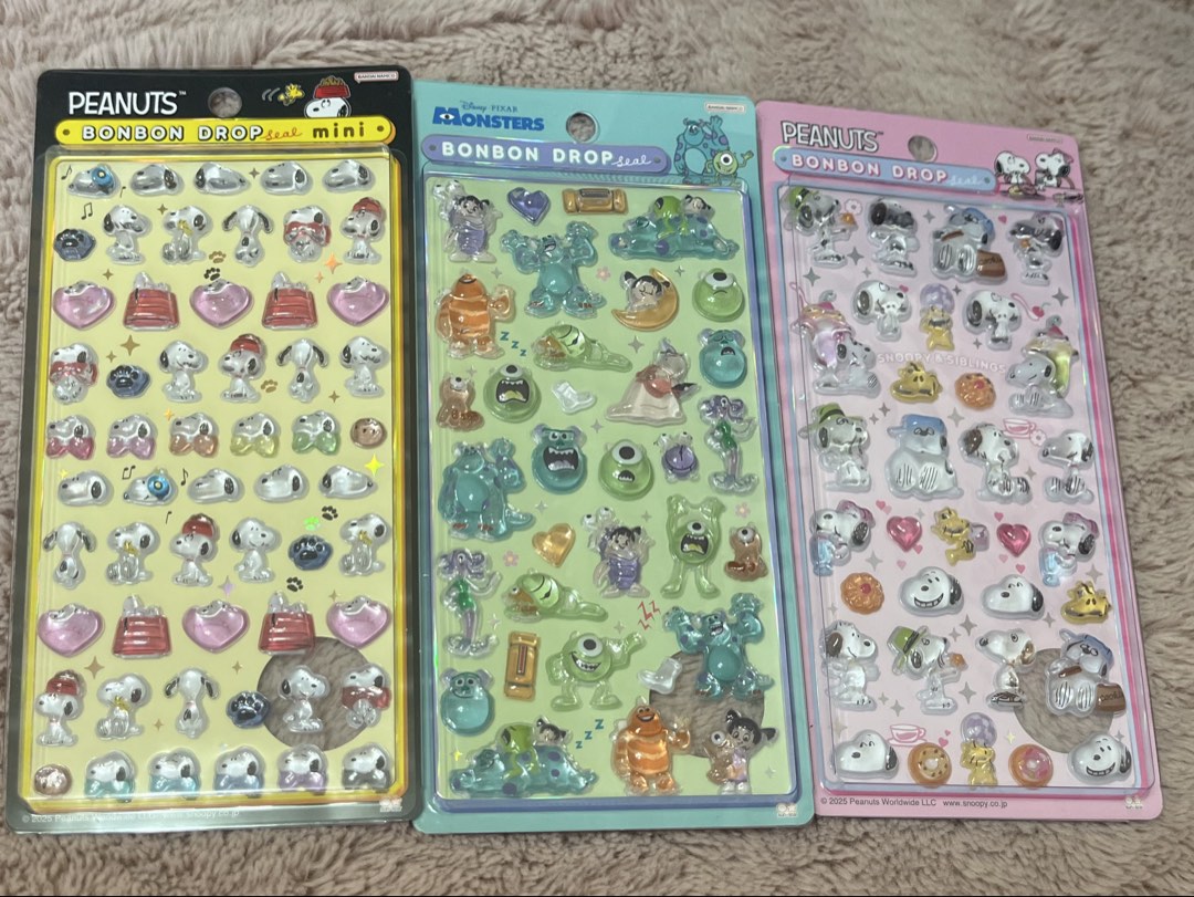 Disney Bonbon Drop Sticker Sheets - Snoopy, Monsters, Hobbies & Toys ...