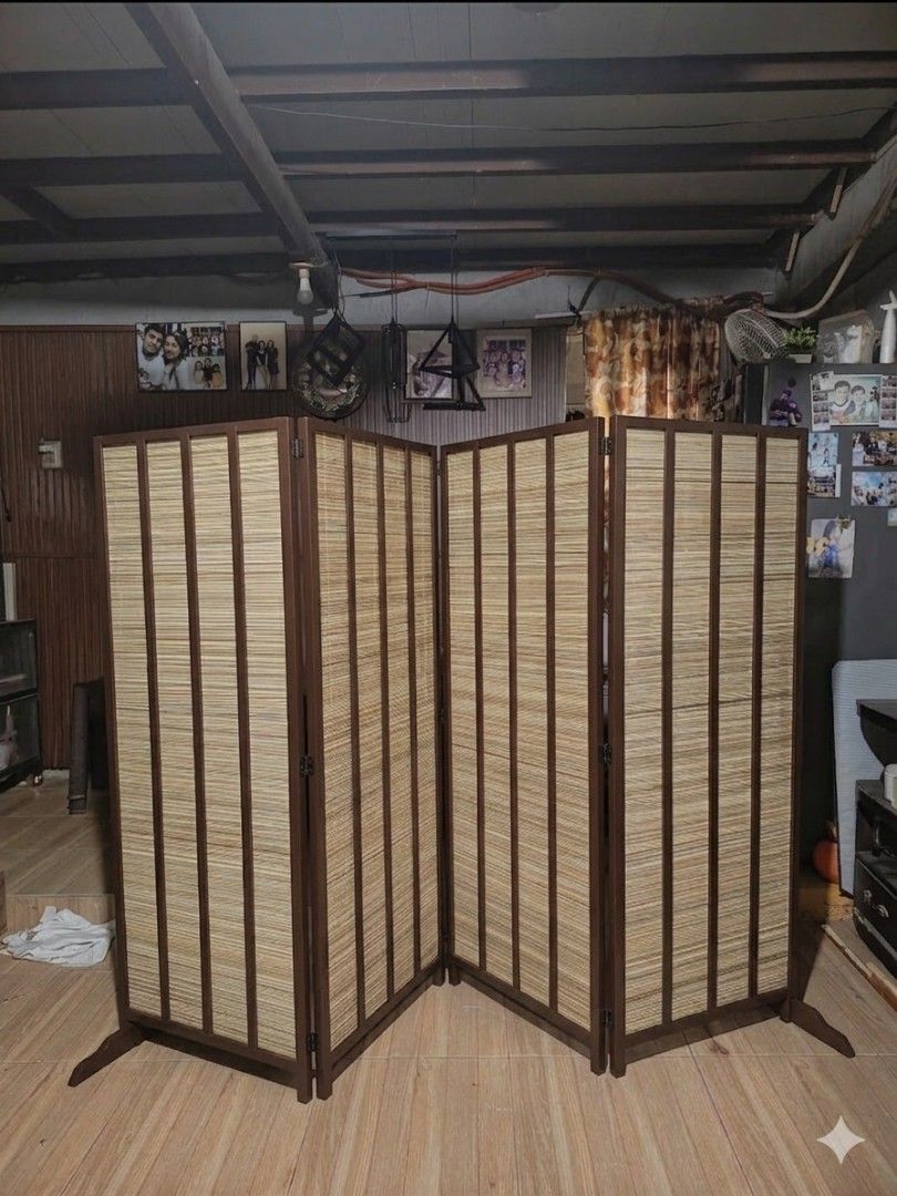 Divider Room Partition (Category: Other Home Furniture) located in Taytay. Submitted by when_z (Listing ID 1436188865, Image 2). Description: Hey there! Check out this stylish Japanese - style room divider! It's foldable, making it super easy to move around and set up wherever you need a little privacy or to section off a space. The design is clean and modern, perfect for adding a touch of zen to your home. Material: Wooden Native/Buri Blinds. Si