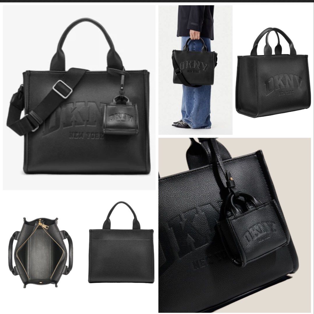 DKNY Hadlee Medium Tote in black (Category: Luxury Bags & Wallets) located in Manila. Submitted by belfreey (Listing ID 1436245176, Image 1). Description: featuring debossed logo lettering and a detachable charm.