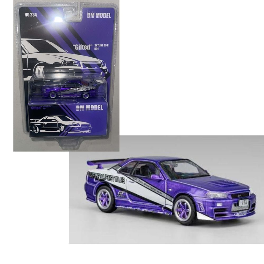 DM Model 1/64 Scale Nissan GT-R R34 Hanging Card Board Die-cast Car ...
