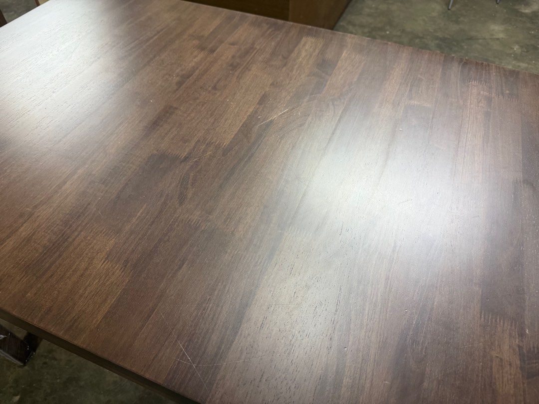 Extendable Solid wood Fold Table (Category: Tables & Sets) located in Singapore. Submitted by dingbros (Listing ID 1436141521, Image 3). Description: Solid wooden Dining Table L800 x W540 x H760mm (closed) L1080 x W800 x H760mm (extended) Solid wood table Surface Turn and flip open extension Color: American Walnut.