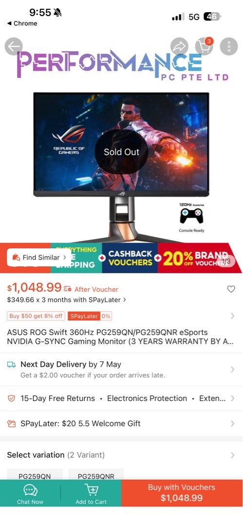 Gaming Monitor Asus PG259QNR