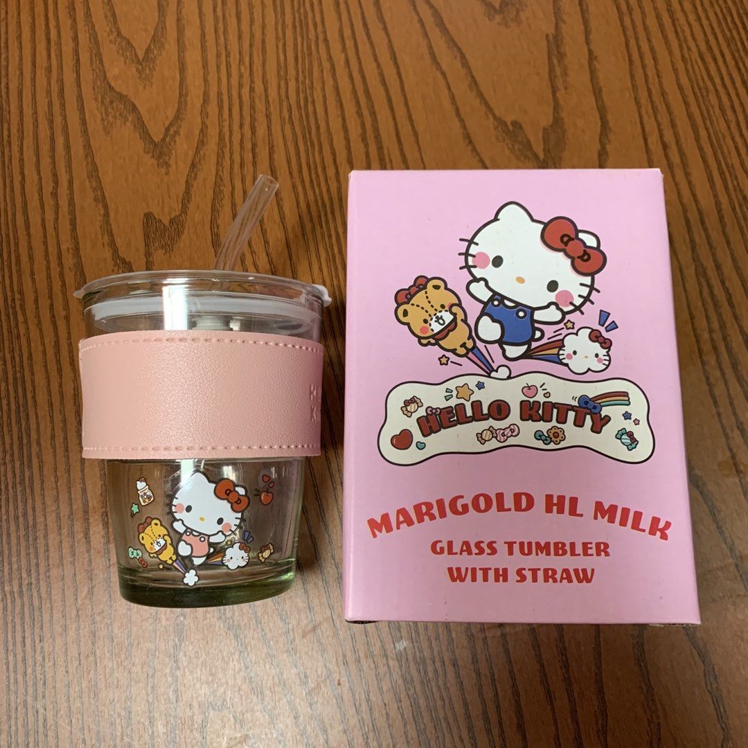 Hello Kitty HL Glass Tumbler with Straw (Pink)