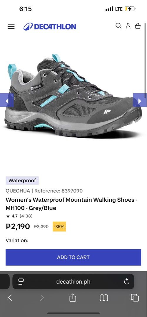 Hiking Shoes QUECHUA MH100 (Category: Sneakers) located in Paranaque City. Submitted by monkeke (Listing ID 1436269698, Image 2). Description: Used once for hike SRP 2190, selling for 1500 only:).