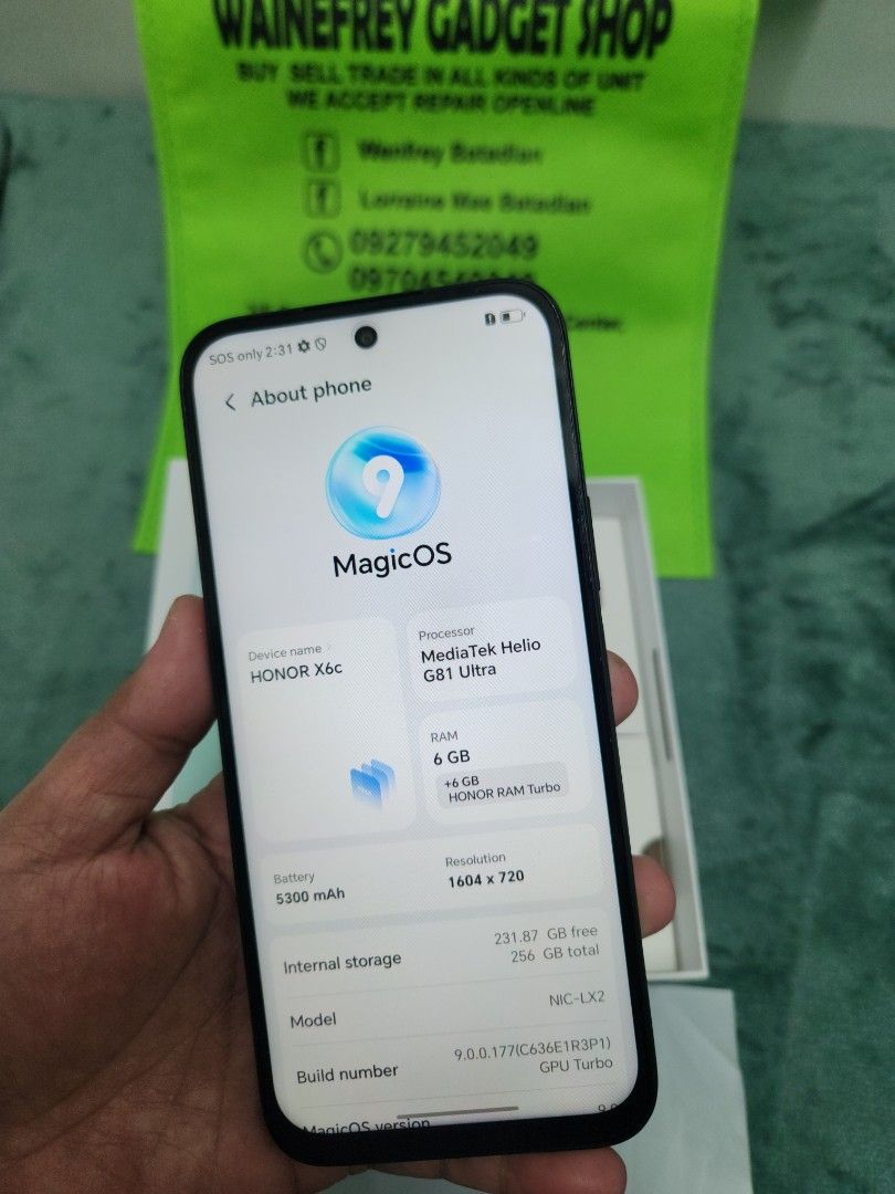 Honor X6c (Category: Android Others) located in San Juan City. Submitted by wainefreygadgetshop (Listing ID 1436273836, Image 2). Description: Honor X6c 6/256gb (PLEASE SEARCH MO NALANG FULL SPECS) ALL GOODS AT WORKING OPEN-LINE NTC APPROVED GAMING PHONE SCREEN TESTED SIGNAL TEST CAMERA SOBRANG LINAW HONEST ISSUE ILALAGAY SA NOTE KUNG MERON MAN PARA AWARE KA! NOTE* OPEN BOX ONLY OPEN FOR CHECKING , With box same serial, Original charger super fas