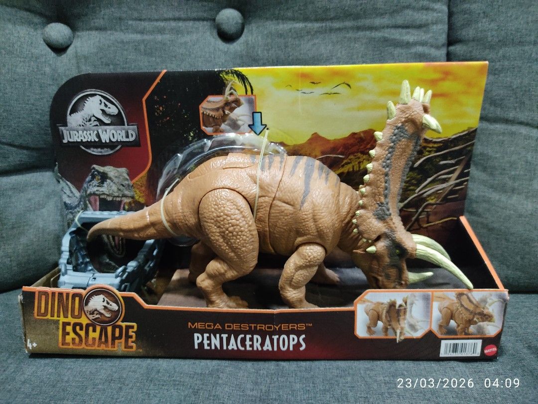 Jurassic World Dino Escape Pentaceratops (Category: Action & Battle Toys) located in San Jose del Monte. Submitted by GrimDealer (Listing ID 1436277008, Image 2). Description: - Jurassic World Dino Escape Mega Destroyers Pentaceratops figure. - Brand new, in original packaging. - Features detailed design. - Ideal for play or display. - With action gimmicks - Dinosaur has its own capture gear - Still in packaging - Great for any dinosaur collectio