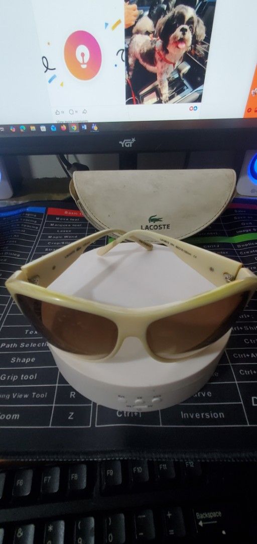 Lacoste LA 12613 Sunglasses (Category: Sunglasses & Eyewear) located in Manila. Submitted by gresha (Listing ID 1436270711, Image 3). Description: - Pre-loved Lacoste sunglasses - White frame - Brown lenses - Includes Lacoste case - Minor discoloration from storage - Selling for ₱700.