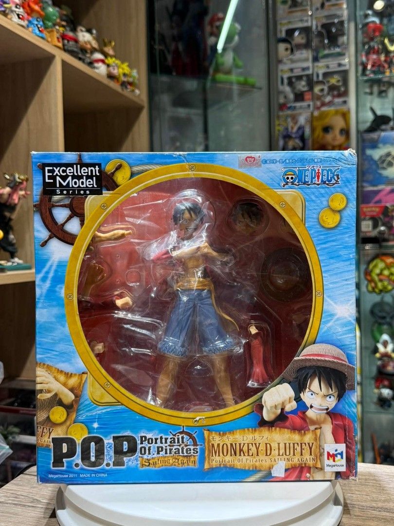 Megahouse P.O.P. Monkey D. Luffy Figure (Category: Figurines & Statues) located in Manila. Submitted by erolljames50196 (Listing ID 1436170571, Image 1). Description: Excellent Model Series P.O.P. Monkey D. Luffy figure. Features Luffy in his pre-timeskip outfit. The figure is in its original packaging. Perfect for any One Piece fan or collector..