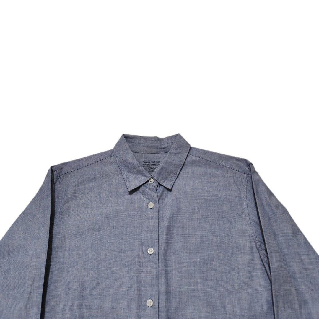 MUJI BUTTON UP LONGSLEEVES SHIRT (Category: Longsleeves) located in Dinalupihan. Submitted by aizzeestuffs (Listing ID 1436197920, Image 2). Description: Length:26.5" Width:20.5" Shoulder:16.5" Sleeves:23" Color may vary due to lighting. Pm for more Details. Old Money Luxury Designer..