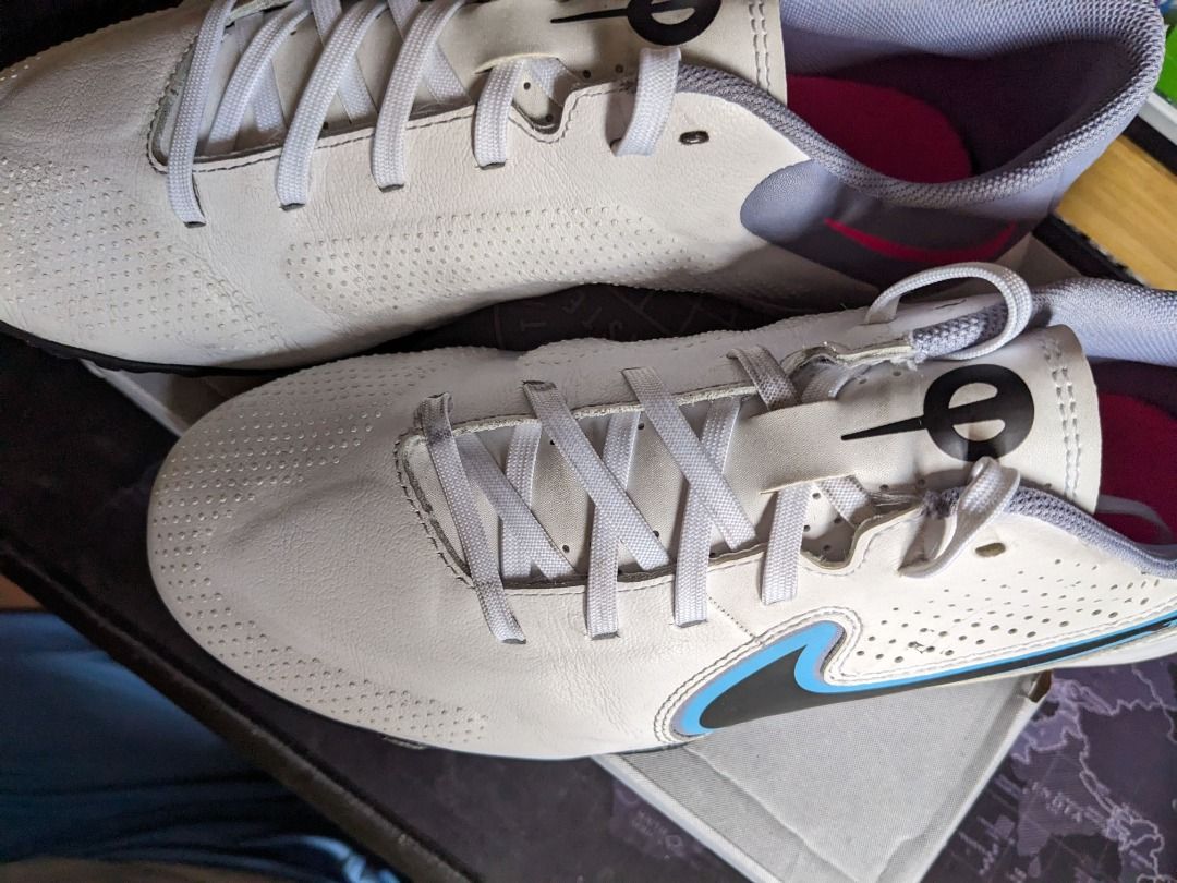 Nike Tiempo Legend 9 Academy TF (Category: Sneakers) located in Mandaluyong City. Submitted by hasegawa14 (Listing ID 1436184010, Image 2). Description: - Nike Tiempo Legend 9 Academy TF - Material: Calf leather - Color: White - Sole: Turf - Size: US 6.5M - No original Box - RFS: No longer used - Meetup – SM Light Mall beside Boni MRT station Payment via GCash, GoTyme - Shipping at buyer’s expense.