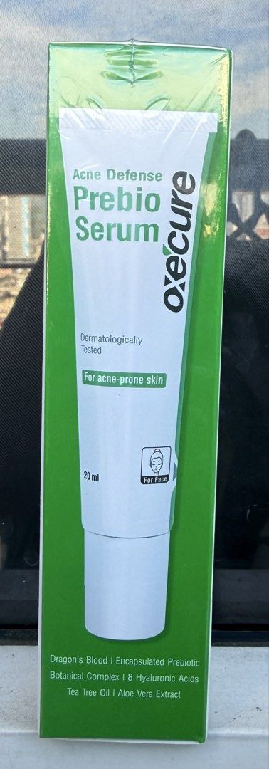 OxeCure Acne Defense Prebio Serum 20ml (Category: Face Care) located in Subic. Submitted by corncarts (Listing ID 1436213504, Image 2). Description: - OxeCure Acne Defense Prebio Serum for acne-prone skin. - Benefits: - Lightens dark marks - Evens skin tone - Hydrates skin - Key Ingredients: Encapsulated Prebiotic, Dragon's Blood, 8 Hyaluronic Acids, Tea Tree Oil, Aloe Vera Extract. - Directions: Apply a few drops to face, morning and night. - Si