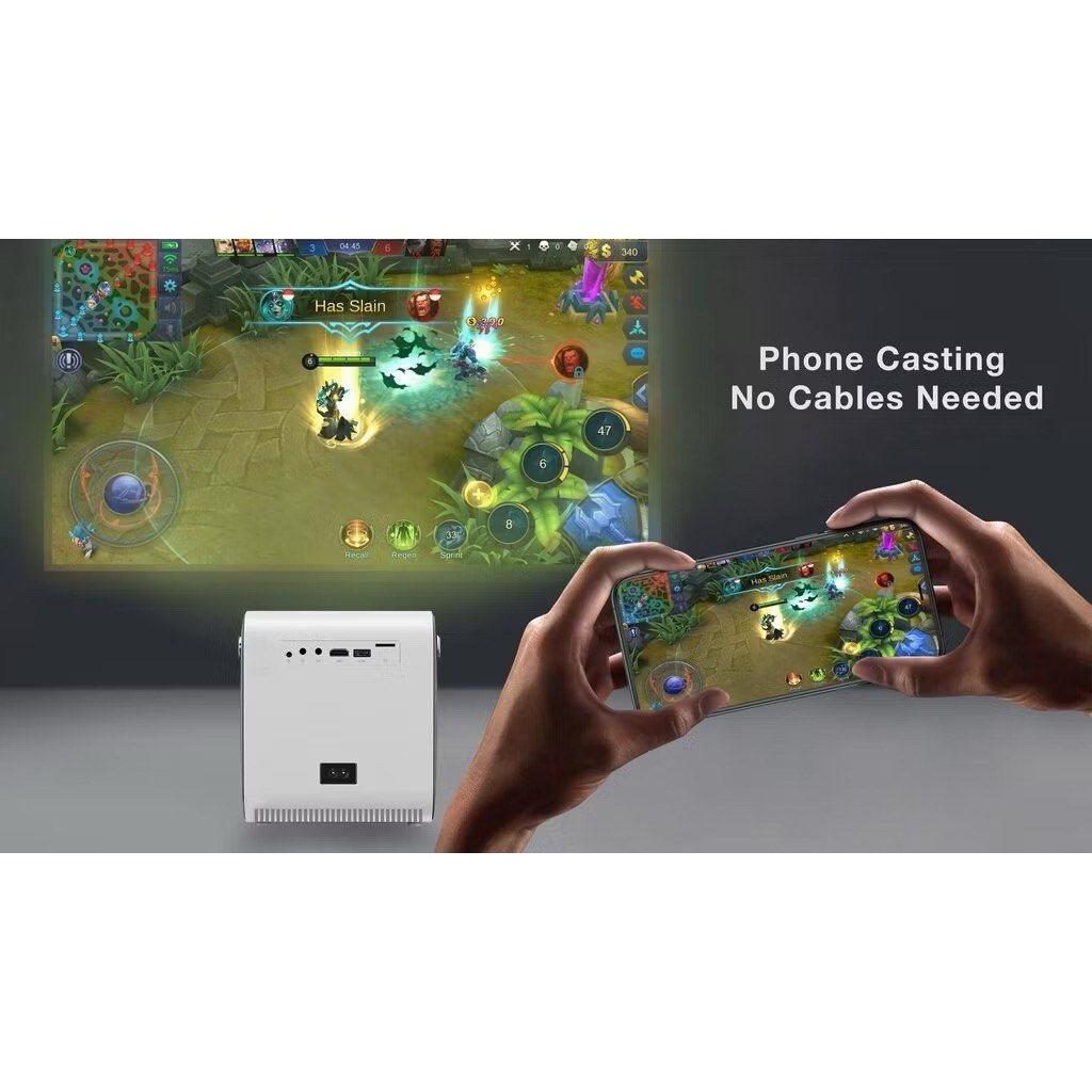 Portable Projector with Remote and Cables (Category: Projectors) located in Mandaluyong City. Submitted by itscleanspace.com (Listing ID 1436110358, Image 2). Description: - Portable projector with 1080P resolution - Projects up to 150 inches - Includes remote control - Comes with HDMI and AV cables - Malaysia 3-pin plug included - Supports wireless phone casting - Connects to iOS/Android via adapter (not included) - Compatible with laptops, Xbox