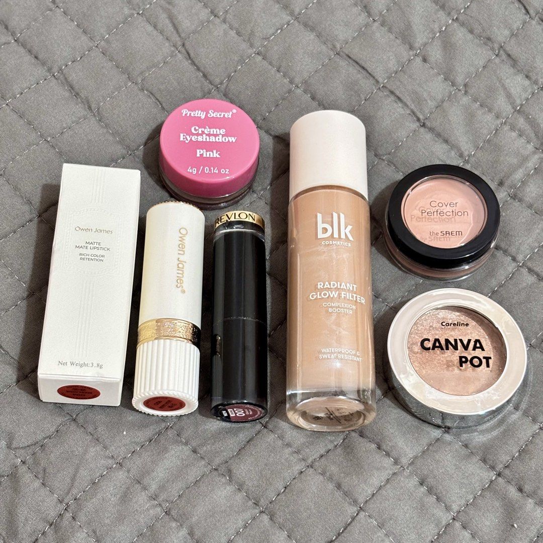 [PRELOVED] MAKEUP BUNDLE (Category: Makeup) located in Tayug. Submitted by mhyyrdsn (Listing ID 1436169006, Image 1). Description: 🪷 BUNDLE 1 – TAKE ALL FOR ₱600!! Good for light-medium skintone & neutral undertone girlies 💋 ✧ Blk Radiant Glow Filter (shade: Vanilla) – around 75-80% full ✧ The SAEM Cover Perfection Pot Concealer (shade: Peach Beige - color corrector) – 90%, kunti lang bawas ✧ Careline Canva Pot Highlighter (shade: Rhythm) – 98%