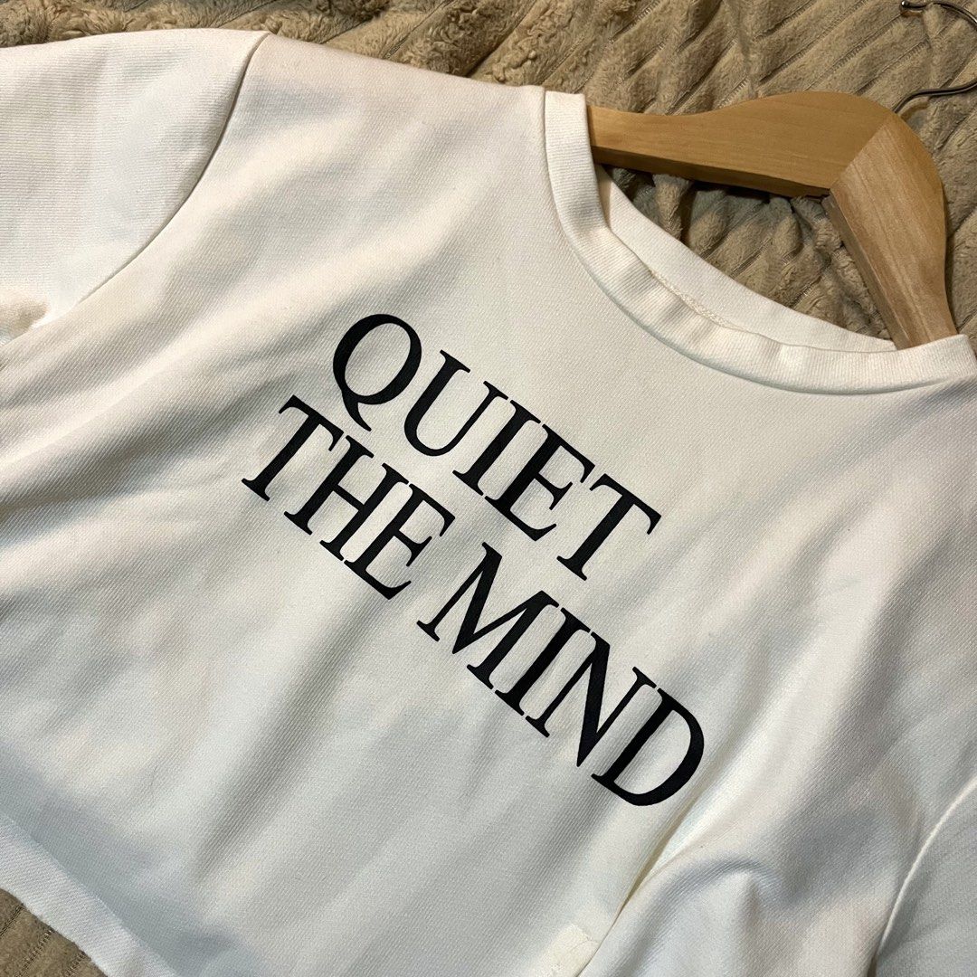 Quiet The Mind Crop Tee (Category: Shirts) located in Rizal. Submitted by everything.threads (Listing ID 1436127923, Image 2). Description: 📌 Details Size: XS-S MOP: GCash / Bank Transfer MOD: J&T / Lalamove Loc: Montalban Rizal .