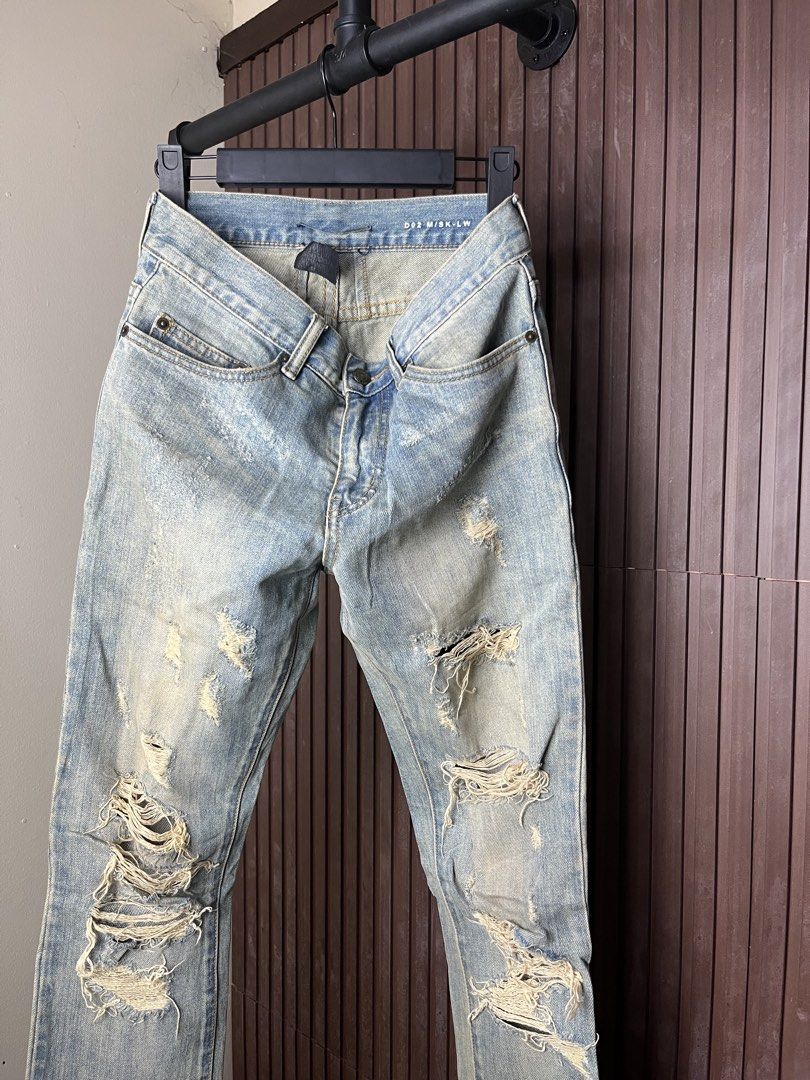 Saint Laurent Paris AW/14 Destroy Crashed Denim Pants (Category: Jeans) located in Cabanatuan. Submitted by cabsygoods (Listing ID 1436218876, Image 2). Description: Saint Laurent Paris AW/14 Destroy Crashed Denim Pants Waistline 29 Length 44 Very good condition No issue Color rate 9/10 Dm to purchase! 📩.