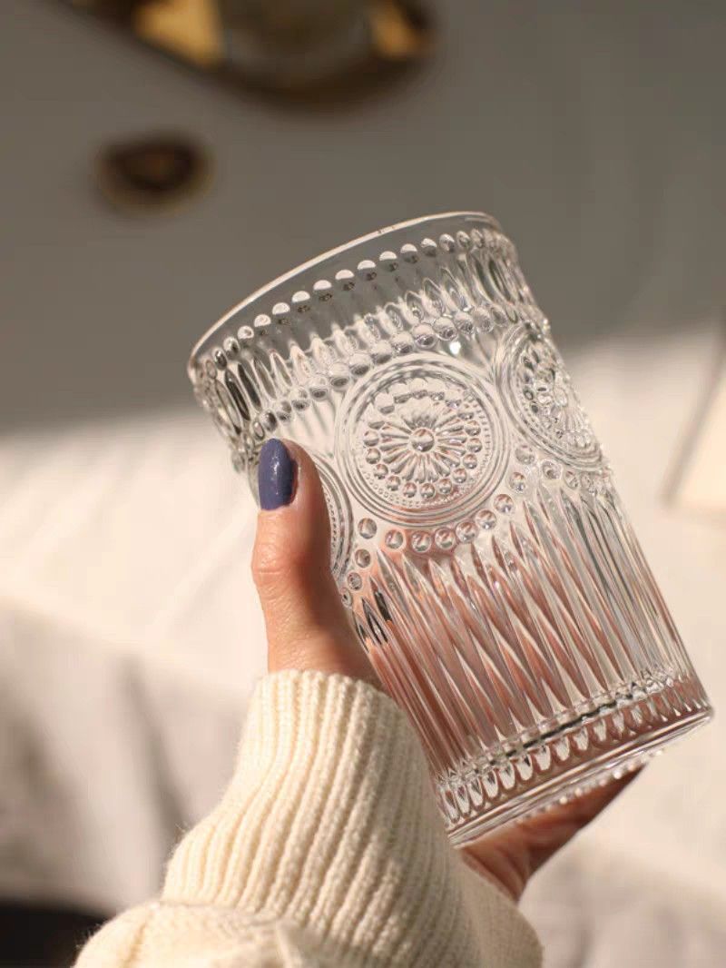 (Set of 6) Floral Fluted Drinking Glasses - 360ml