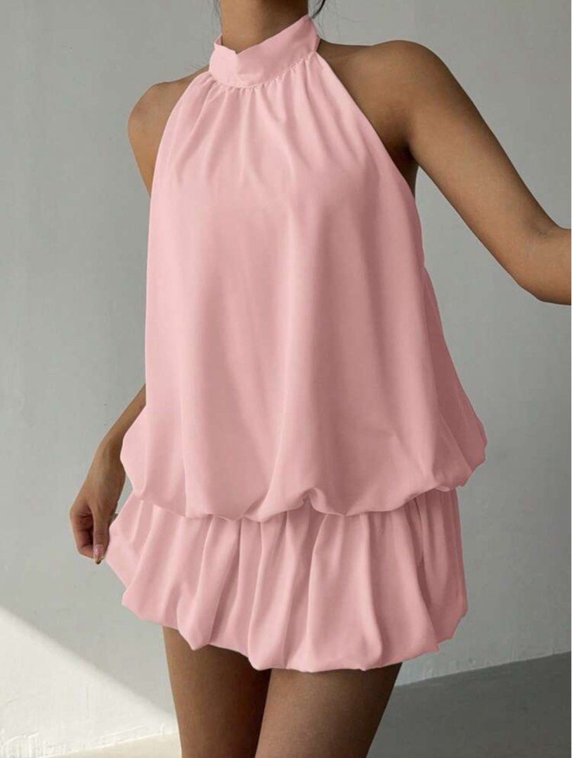 SHEIN [Pre-loved] Pink Halter Dress (Category: Dresses) located in Pasig City. Submitted by gellee (Listing ID 1436205233, Image 2). Description: - Pre-loved - Used twice only - can still slightly nego the price - Please check the size in the attached photo - for delivery only (buyer must shoulder the sf) For reference, my height is 4’11.