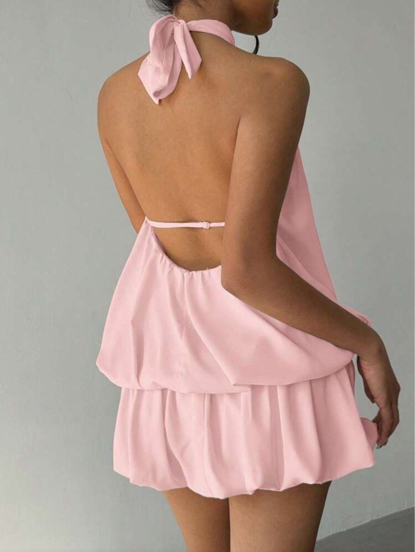 SHEIN [Pre-loved] Pink Halter Dress (Category: Dresses) located in Pasig City. Submitted by gellee (Listing ID 1436205233, Image 1). Description: - Pre-loved - Used twice only - can still slightly nego the price - Please check the size in the attached photo - for delivery only (buyer must shoulder the sf) For reference, my height is 4’11.