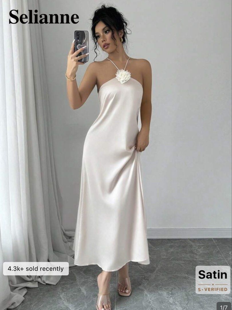 Shein Satin Halter Dress (Category: Dresses) located in Angeles City. Submitted by don_swabe (Listing ID 1436233611, Image 1). Description: Size: XS Usage: Only used twice.