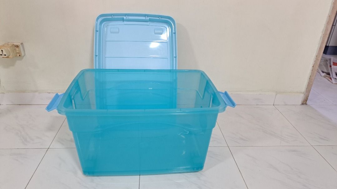 Stackable Storage Boxes with Lids - Blue445729319117148161