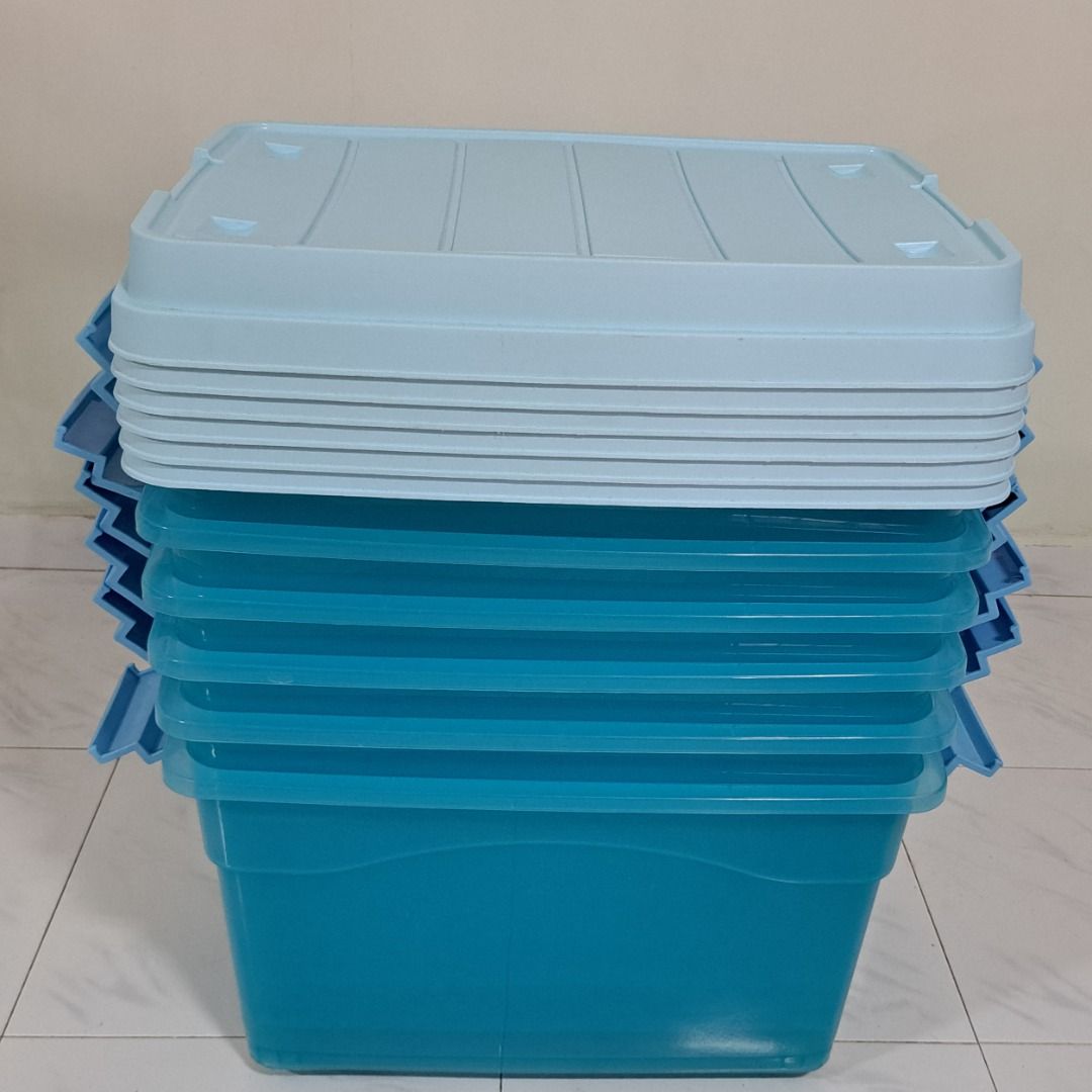 Stackable Storage Boxes with Lids - Blue445729319117148160