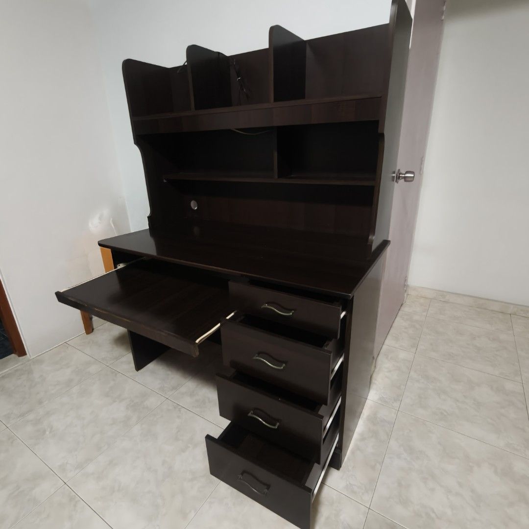 Study Table (Category: Tables & Sets) located in Singapore. Submitted by janice_c99 (Listing ID 1436041074, Image 2). Description: minor wear and tear from daily usage handle is Abit rusted dimension(L x W x H): 120 x 60 x 160 arrange own delivery/transport cash term only , thanks.