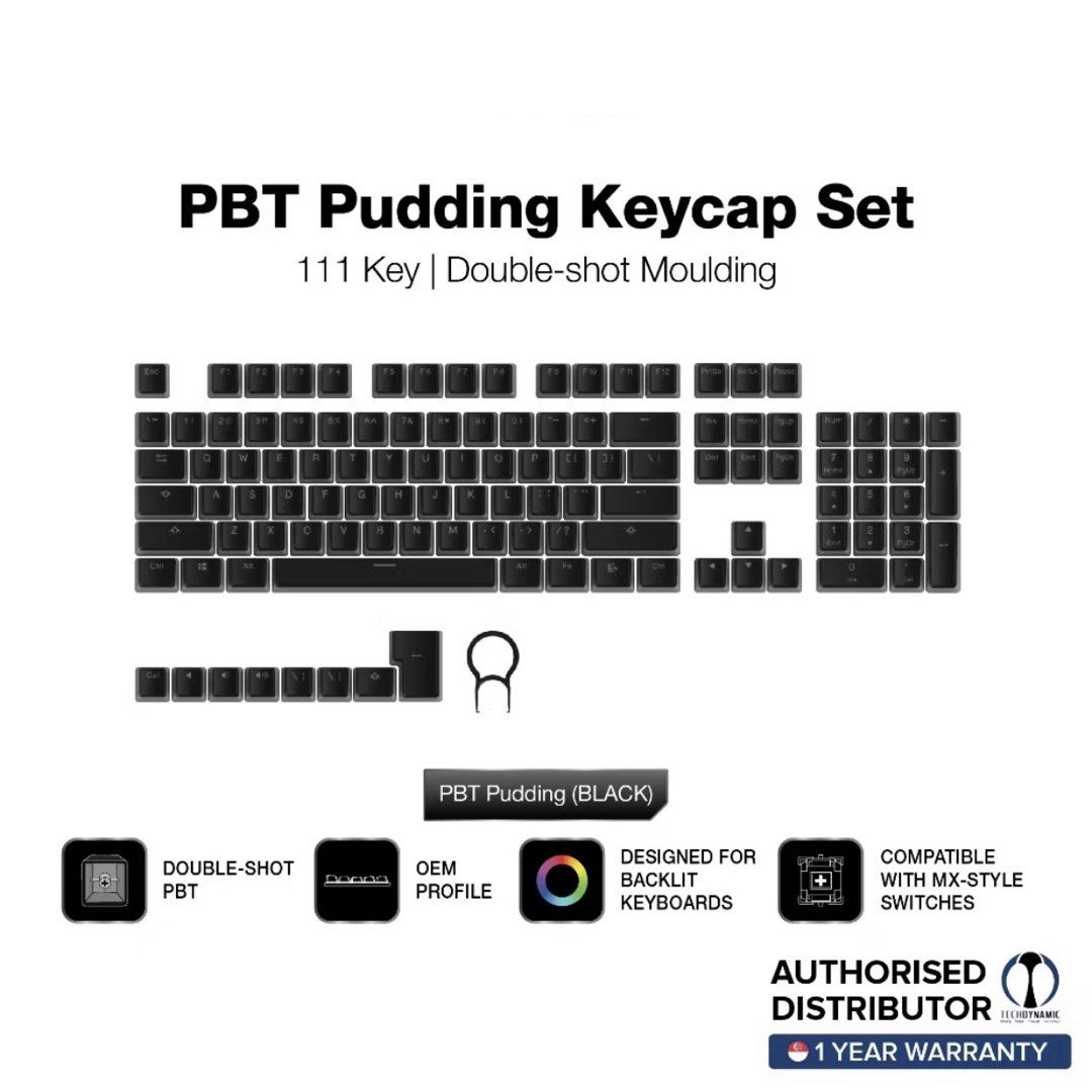 Tecware PBT Pudding Keycap Set (Black)445816405283328001