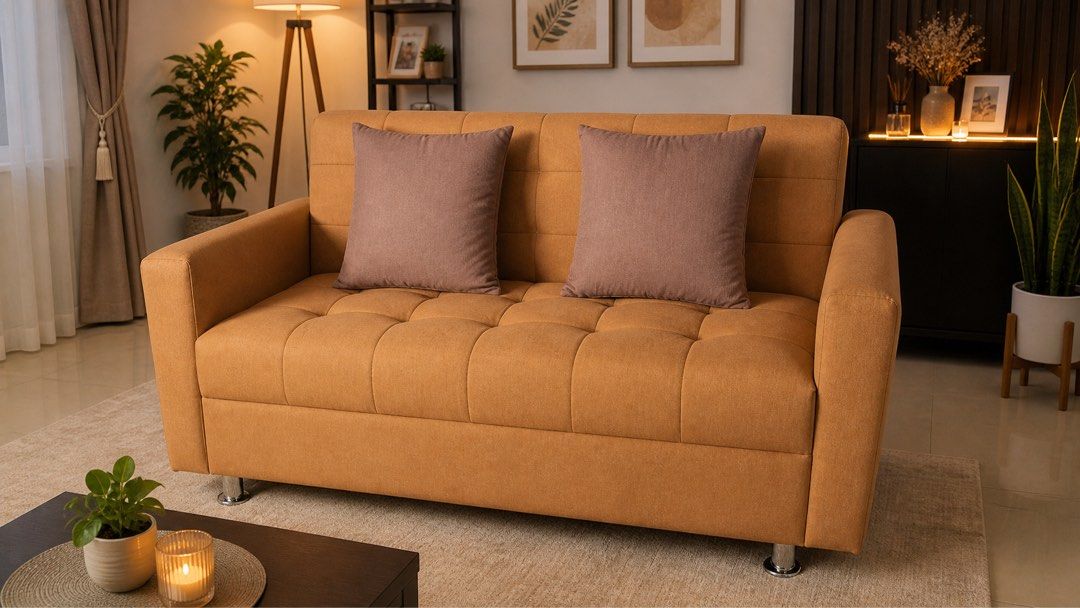 Three Seater Sofa in Rustic Orange (Category: Sofas) located in Las Pinas. Submitted by abby_e_g (Listing ID 1436136348, Image 1). Description: This lovely 3-seater sofa in rustic orange is on-hand and ready to go! 🛋️ ✨ classic dimpled design✨ Comfortable and stylish✨ Perfect for living rooms, condos, or offices 📏 Size: L59” x W25” x H32” Message now for inquiries!.